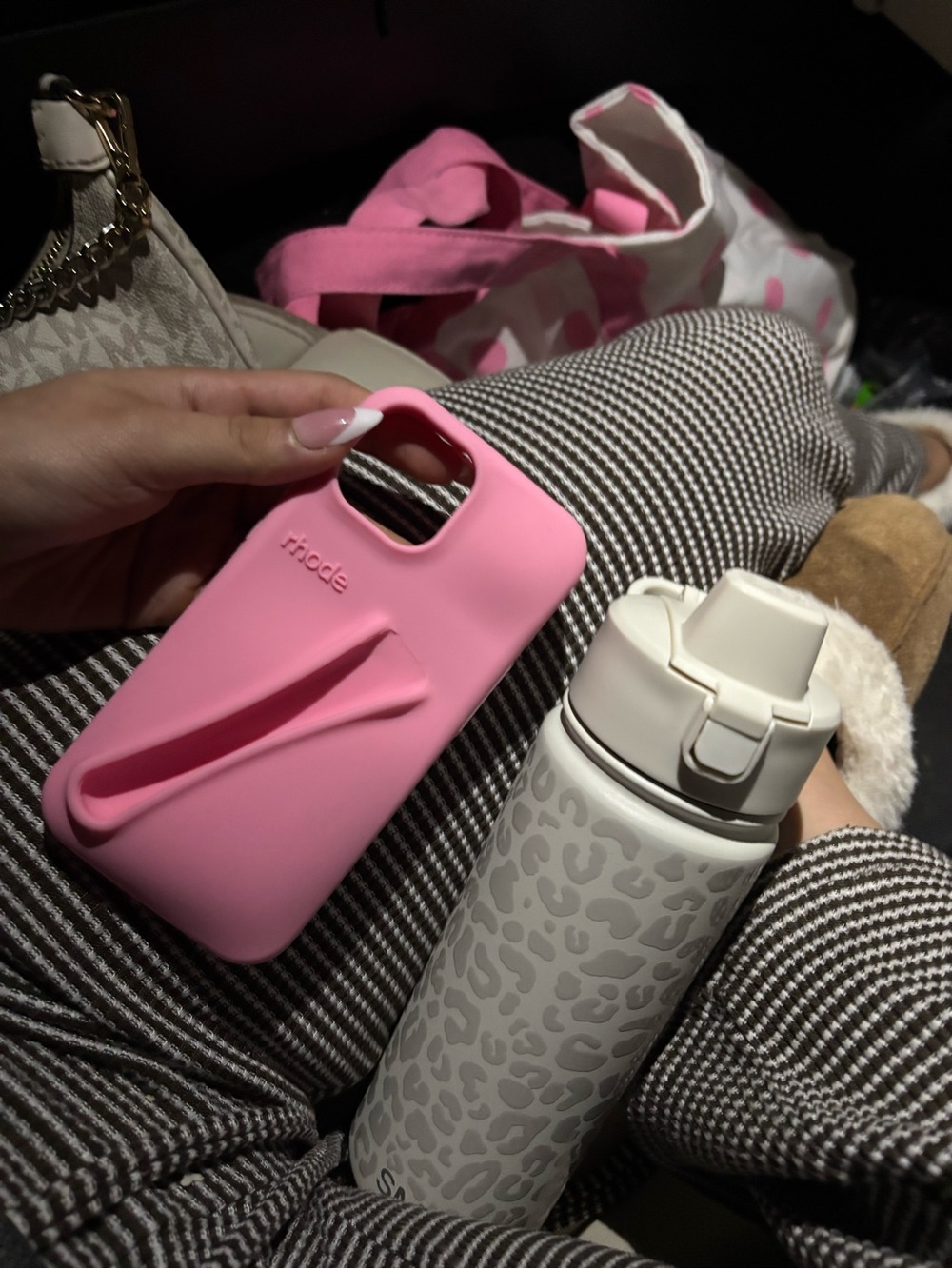 RHODE Pink Silicone Phone Case with Built-In Stand